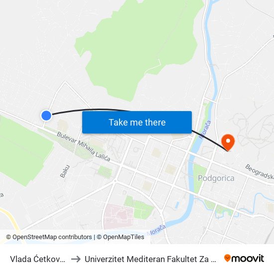 Vlada Ćetkovića, 15 to Univerzitet Mediteran Fakultet Za Strane Jezike map