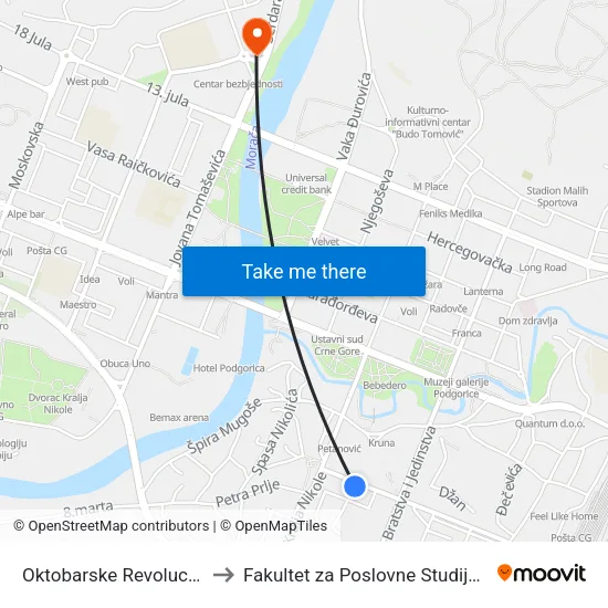 Oktobarske Revolucije, 43 to Fakultet za Poslovne Studije - MBS map