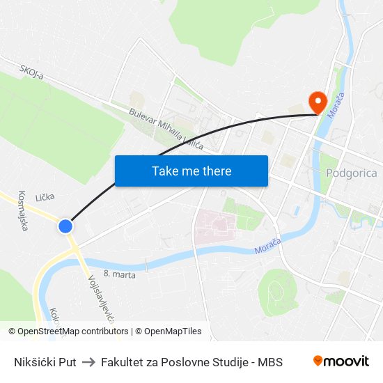 Nikšićki Put to Fakultet za Poslovne Studije - MBS map