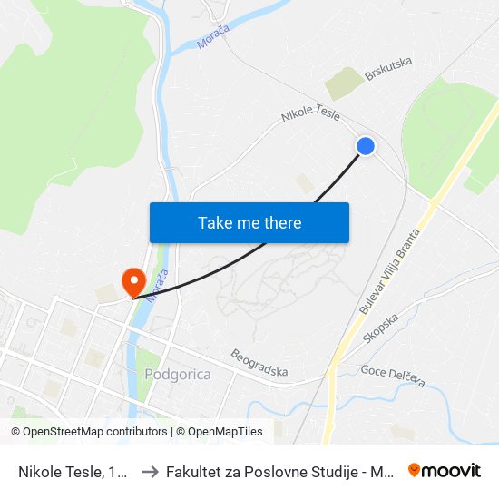 Nikole Tesle, 129 to Fakultet za Poslovne Studije - MBS map