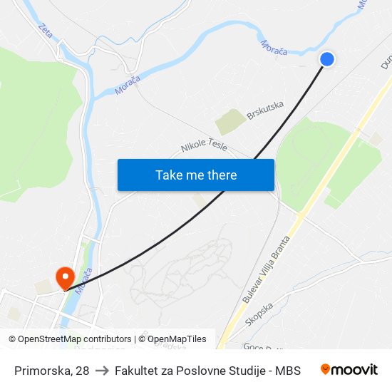 Primorska, 28 to Fakultet za Poslovne Studije - MBS map