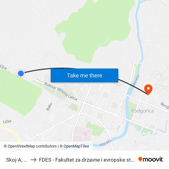 Skoj-A, 29 to FDES - Fakultet za drzavne i evropske studije map