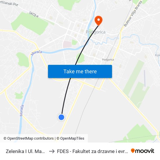 Zelenika I Ul. Manastirska to FDES - Fakultet za drzavne i evropske studije map