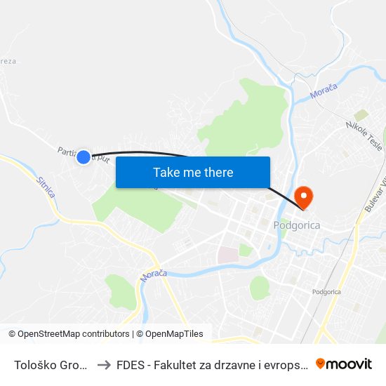 Tološko Groblje II to FDES - Fakultet za drzavne i evropske studije map