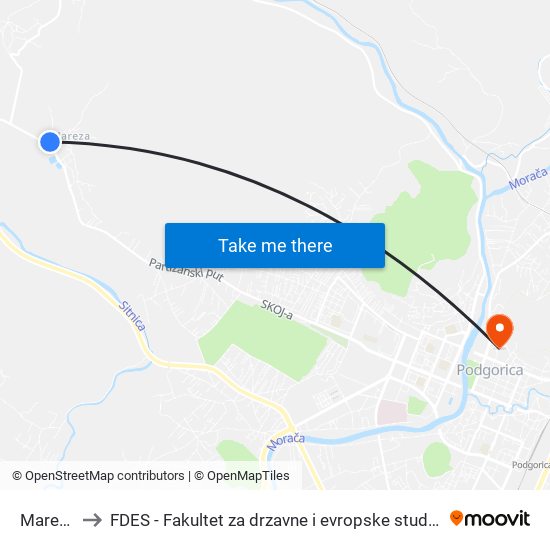 Mareza to FDES - Fakultet za drzavne i evropske studije map