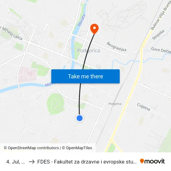 4. Jul, 42 to FDES - Fakultet za drzavne i evropske studije map
