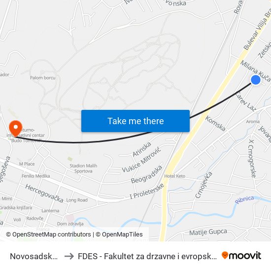 Novosadska, 49 to FDES - Fakultet za drzavne i evropske studije map