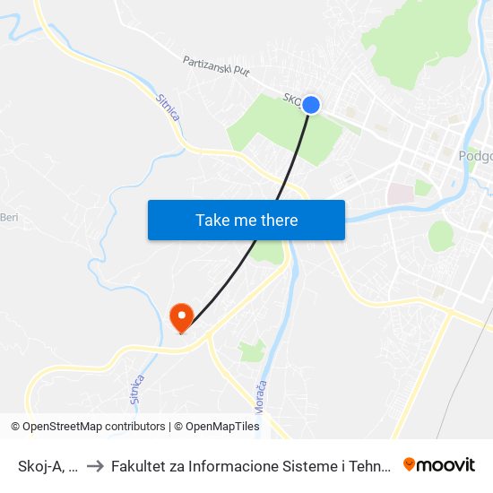 Skoj-A, 29 to Fakultet za Informacione Sisteme i Tehnologije map