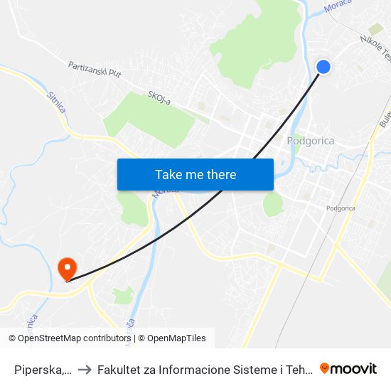 Piperska, 27 to Fakultet za Informacione Sisteme i Tehnologije map