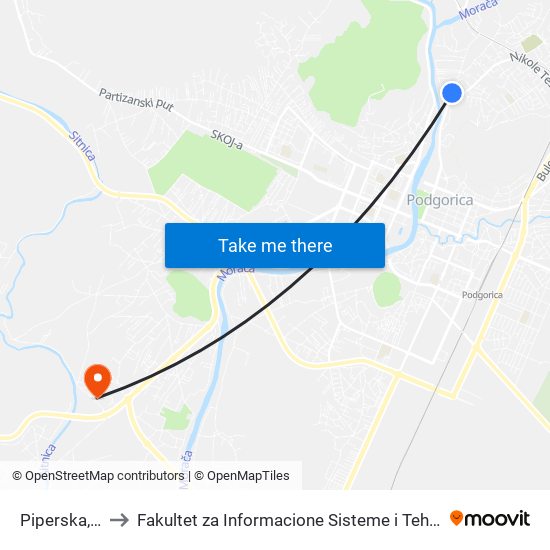 Piperska, 27 to Fakultet za Informacione Sisteme i Tehnologije map