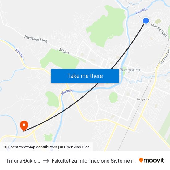 Trifuna Đukića, 124 to Fakultet za Informacione Sisteme i Tehnologije map