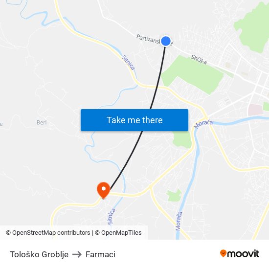 Tološko Groblje to Farmaci map