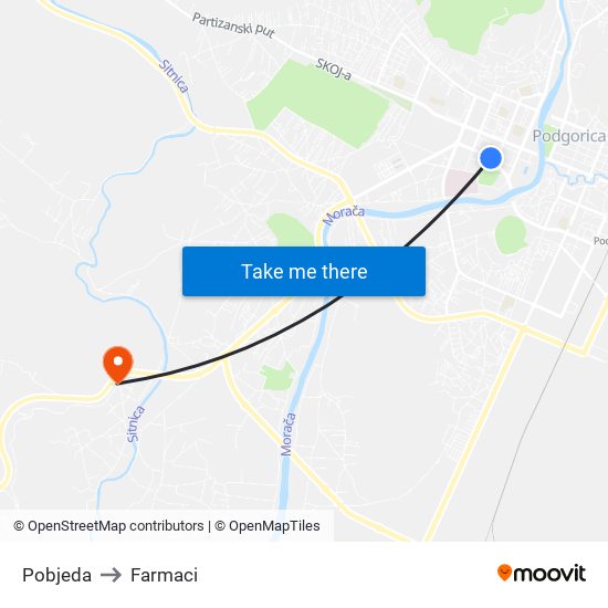 Pobjeda to Farmaci map