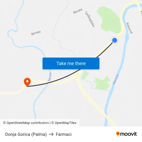 Donja Gorica (Palma) to Farmaci map