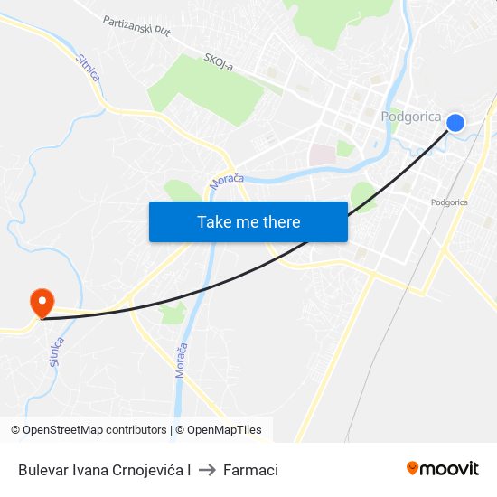 Bulevar Ivana Crnojevića I to Farmaci map