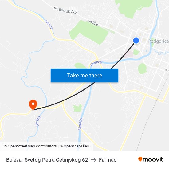Bulevar Svetog Petra Cetinjskog 62 to Farmaci map