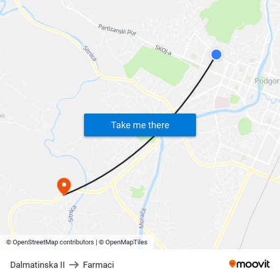 Dalmatinska II to Farmaci map