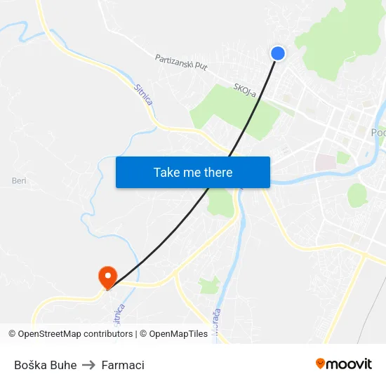 Boška Buhe to Farmaci map