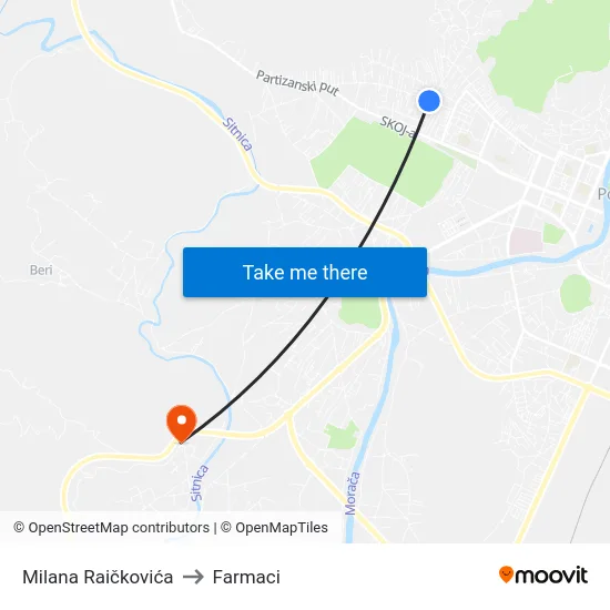 Milana Raičkovića to Farmaci map