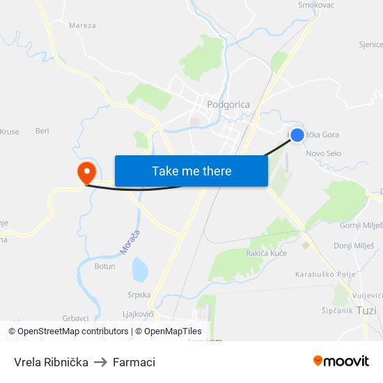 Vrela Ribnička to Farmaci map