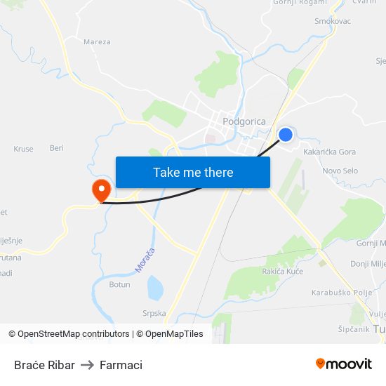 Braće Ribar to Farmaci map