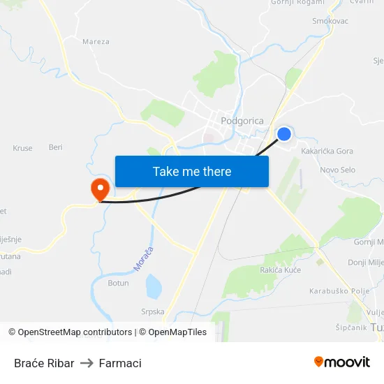 Braće Ribar to Farmaci map