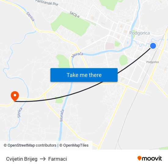Cvijetin Brijeg to Farmaci map