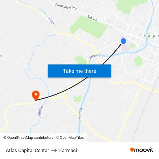 Atlas Capital Centar to Farmaci map