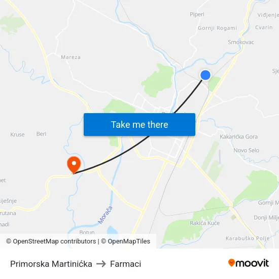 Primorska Martinićka to Farmaci map