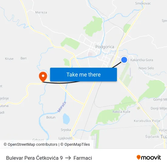 Bulevar Pera Ćetkovića 9 to Farmaci map