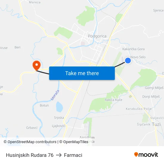 Husinjskih Rudara 76 to Farmaci map