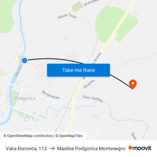 Vaka Đurovića, 112 to Masline Podgorica Montenegro map