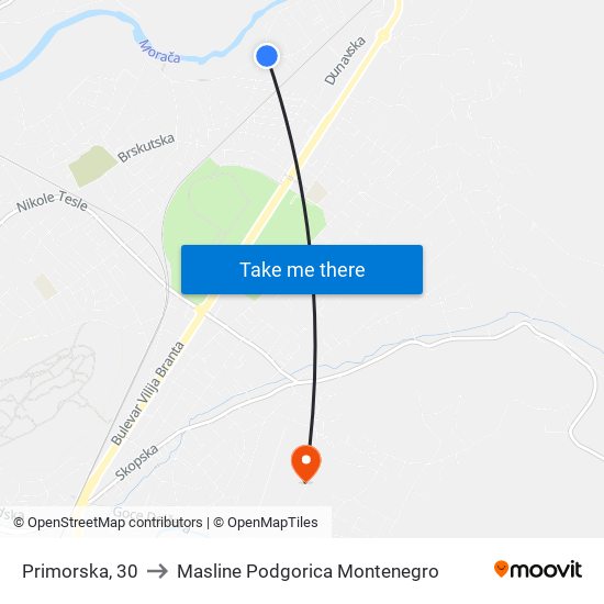 Primorska, 30 to Masline Podgorica Montenegro map
