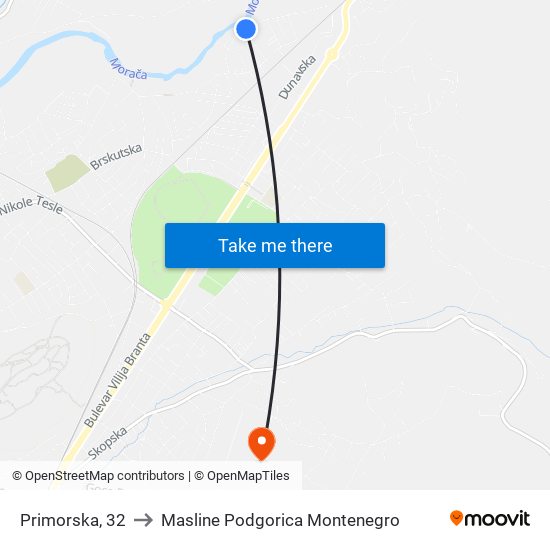 Primorska, 32 to Masline Podgorica Montenegro map