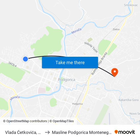 Vlada Ćetkovića, 62 to Masline Podgorica Montenegro map