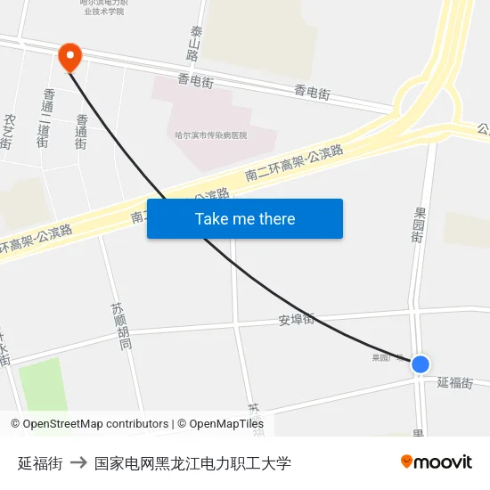 延福街 to 国家电网黑龙江电力职工大学 map