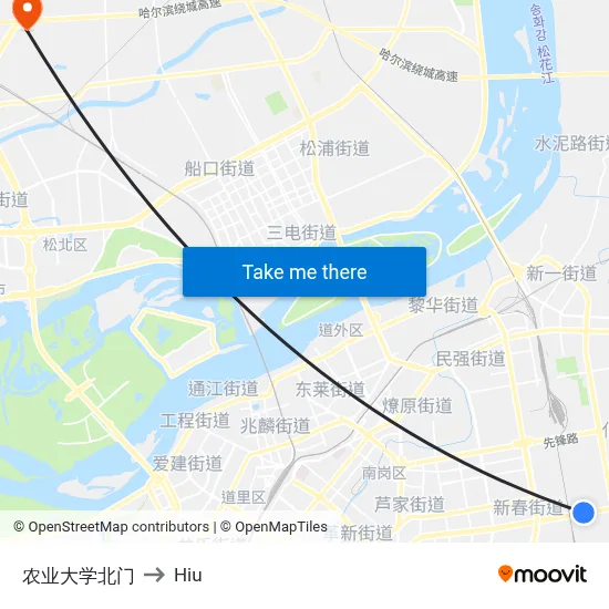 Agricultural University North Gate to Hiu map