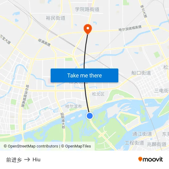 Qianjin Township to Hiu map