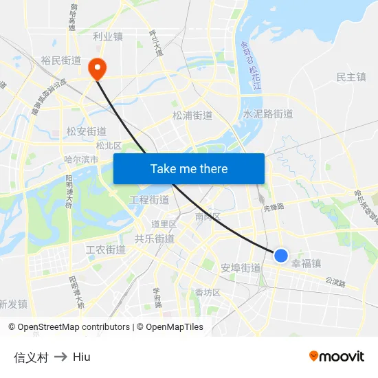 Xinyi Village to Hiu map