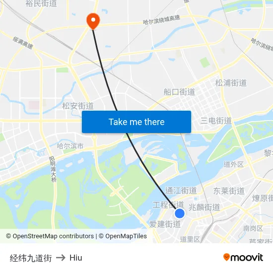 Jingwei 9th Street to Hiu map