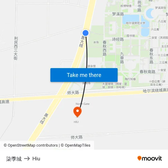 Qiji City to Hiu map