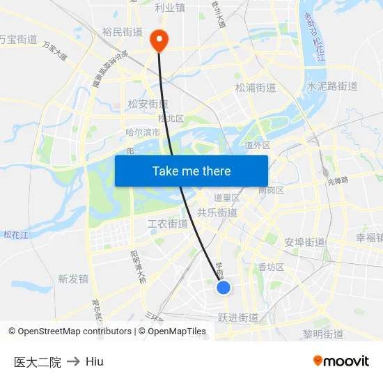 Medical University Second Hospital to Hiu map