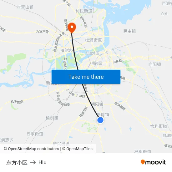 Dongfang Residential Area to Hiu map