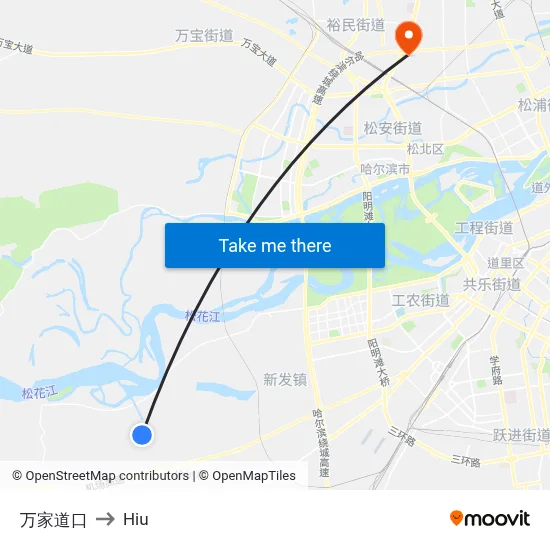 Wanjia Crossing to Hiu map