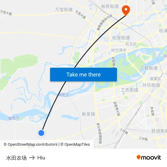 Shuitian Farm to Hiu map