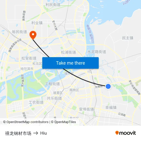 Xilong Steel Market to Hiu map
