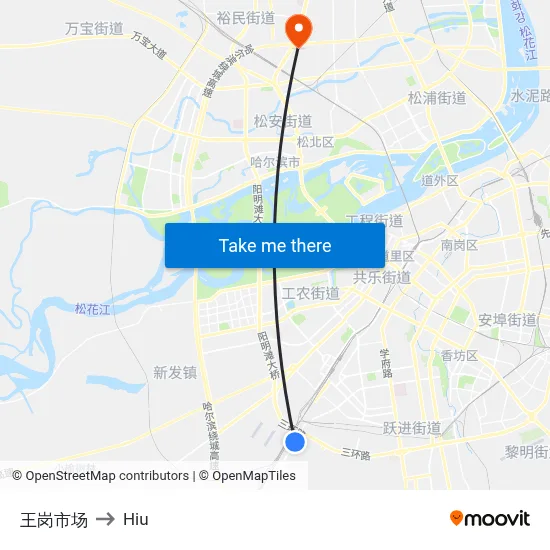 Wanggang Market to Hiu map