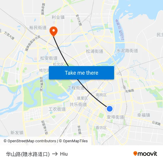 Huashan Road (Ganshui Road Intersection) to Hiu map