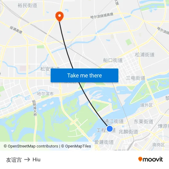 Palace of Friendship to Hiu map