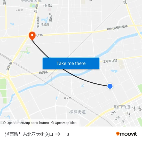 Puxi Road and Northeast Asia Street Intersection to Hiu map